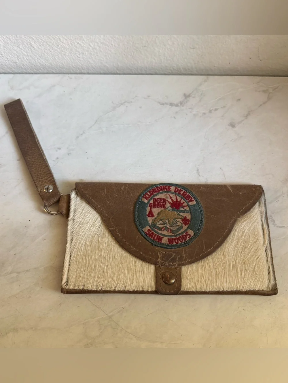 Brown and Cream VTG Cowhide Clutch